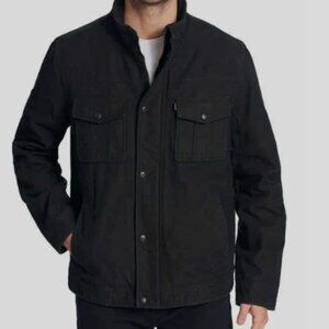 Levi's Men's Cotton Twill Jacket Snap Front Black